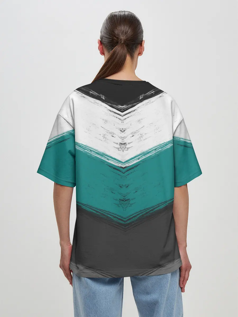 Женская футболка оверсайз / Полосатый абстрактный принт