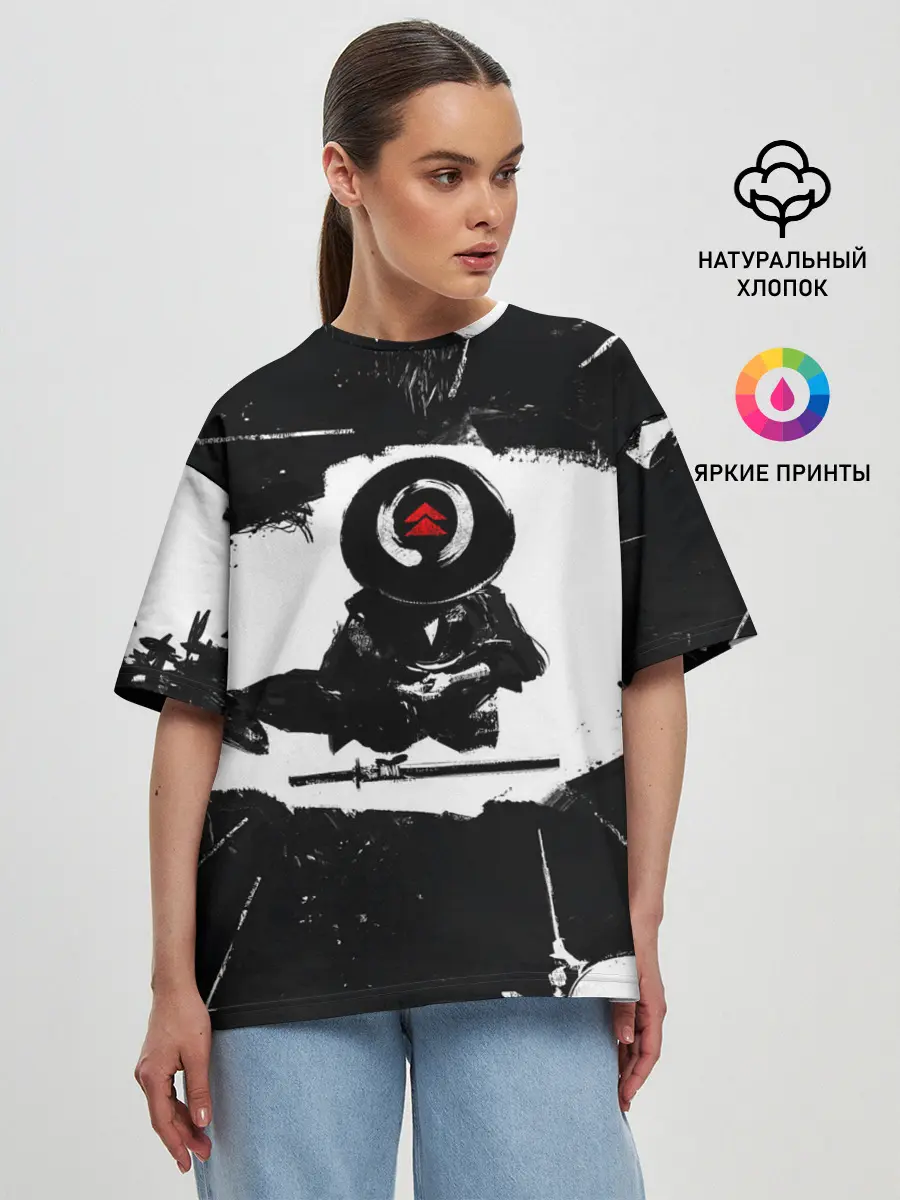 Женская футболка оверсайз / Ghost of Tsushim | Призрак Цусимы