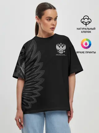 Женская футболка оверсайз / Russia | Black Side