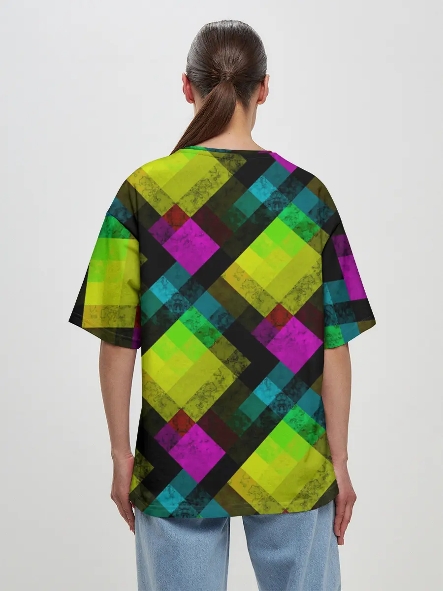 Женская футболка оверсайз / Абстрактный разноцветный узор