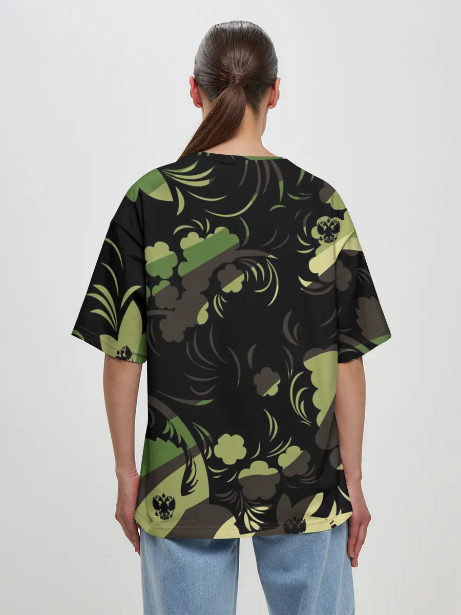 Женская футболка оверсайз / Russia | Камуфляж