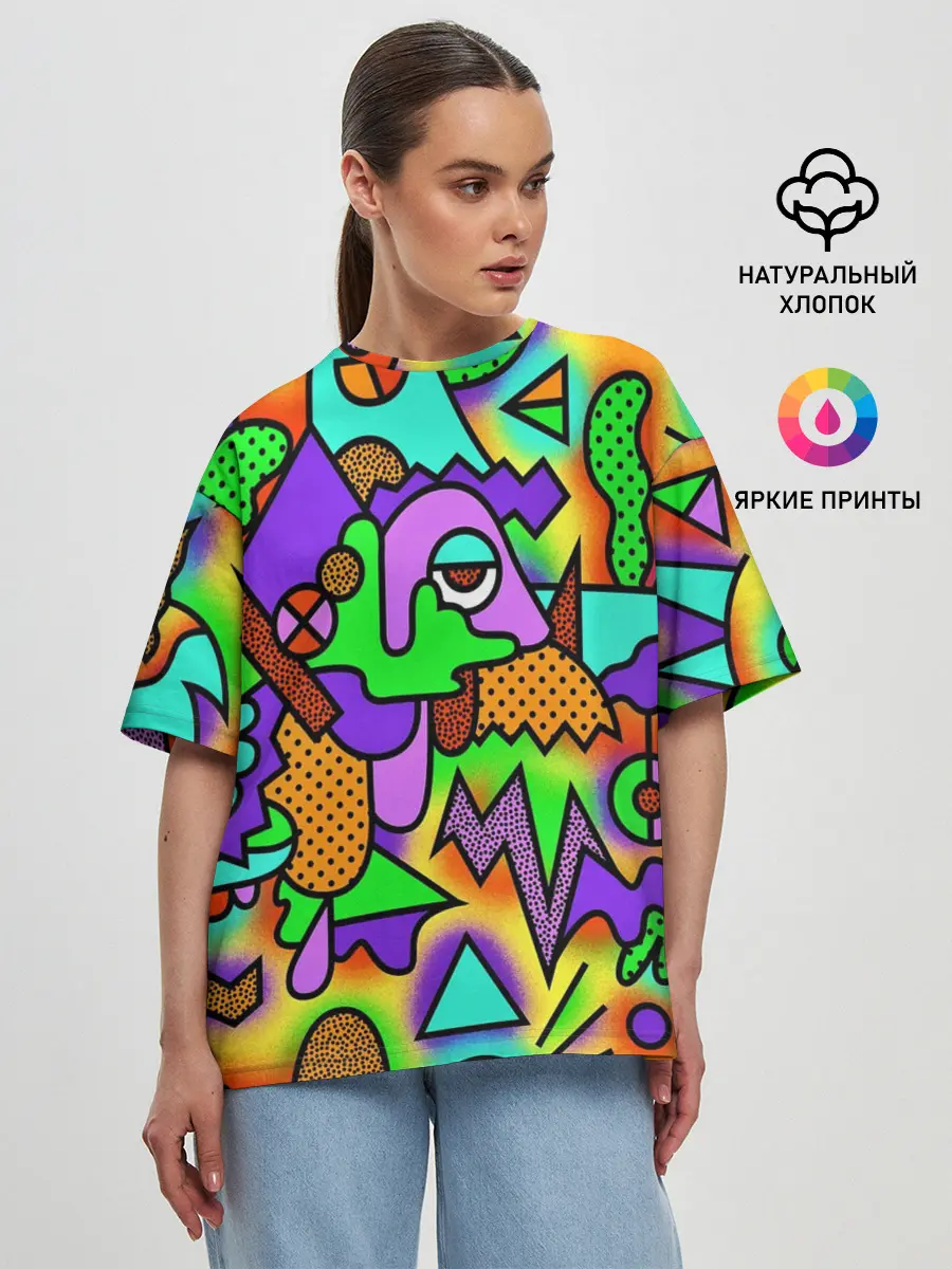 Женская футболка оверсайз / Хаус в душе и голове