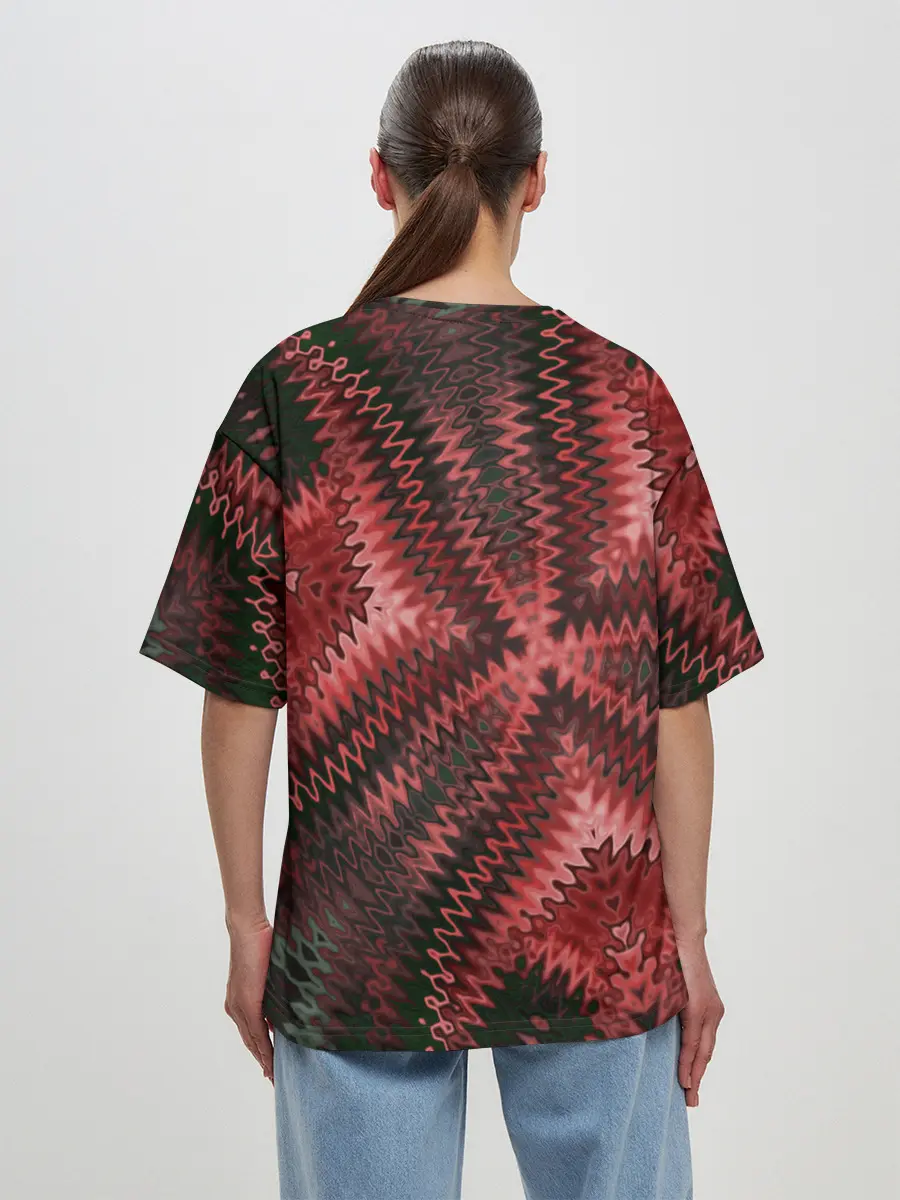 Женская футболка оверсайз / Серо-коричневый узор