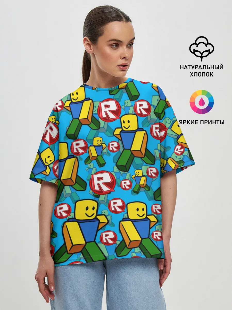 Женская футболка оверсайз / ROBLOX / РОБЛОКС / NOOB / НУБ