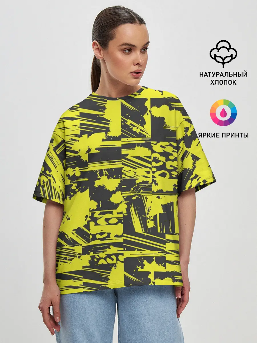 Женская футболка оверсайз / Желтая текстура