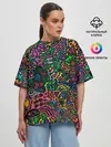 Женская футболка оверсайз / Кислотные узоры психоделика