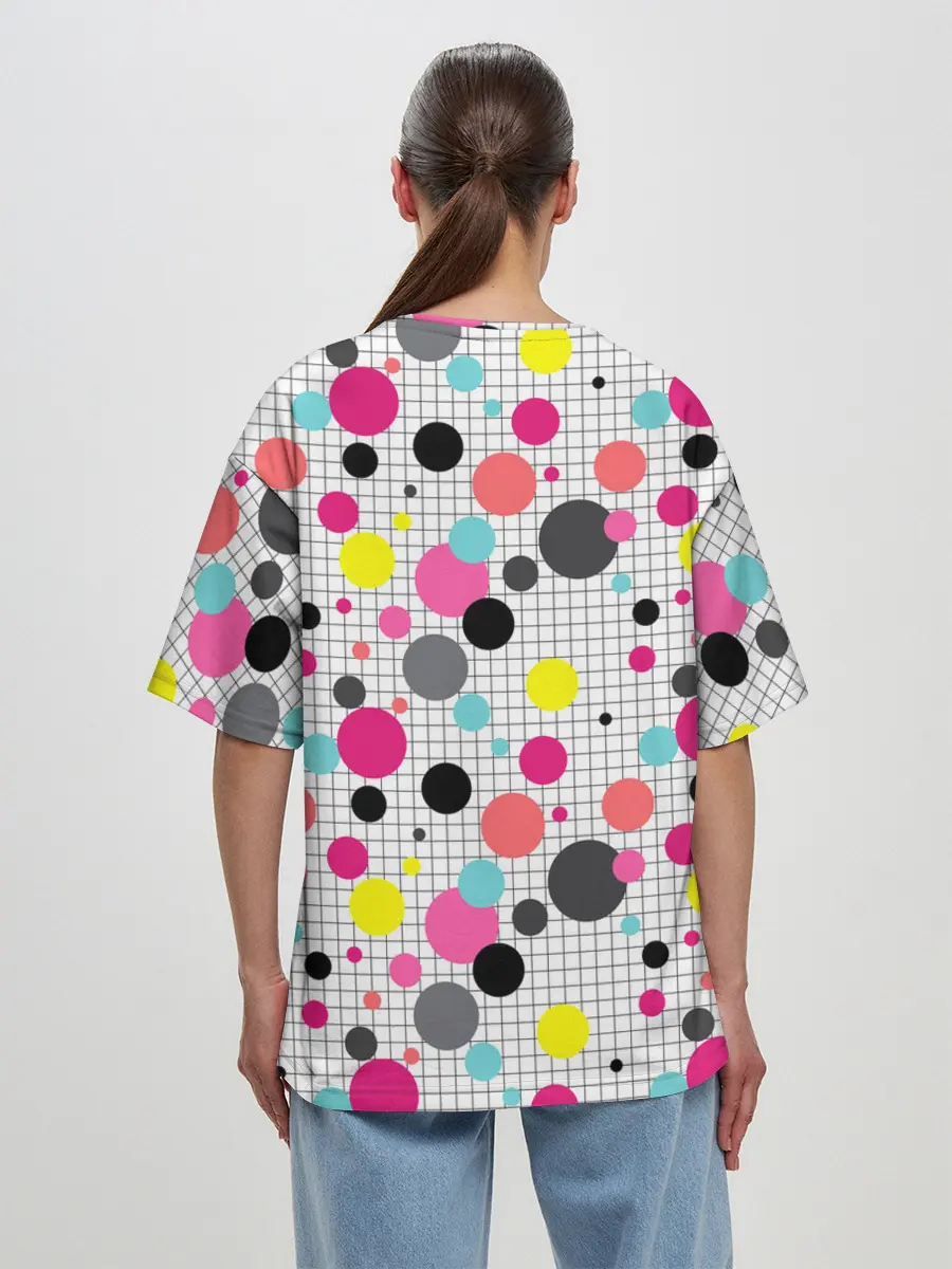 Женская футболка оверсайз / Горох разноцветный.