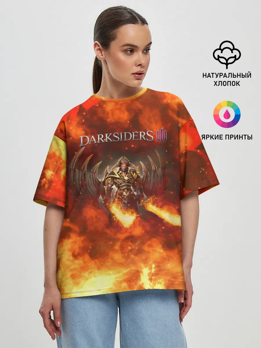 Женская футболка оверсайз / Darksiders 3 | Гнев Войны 3