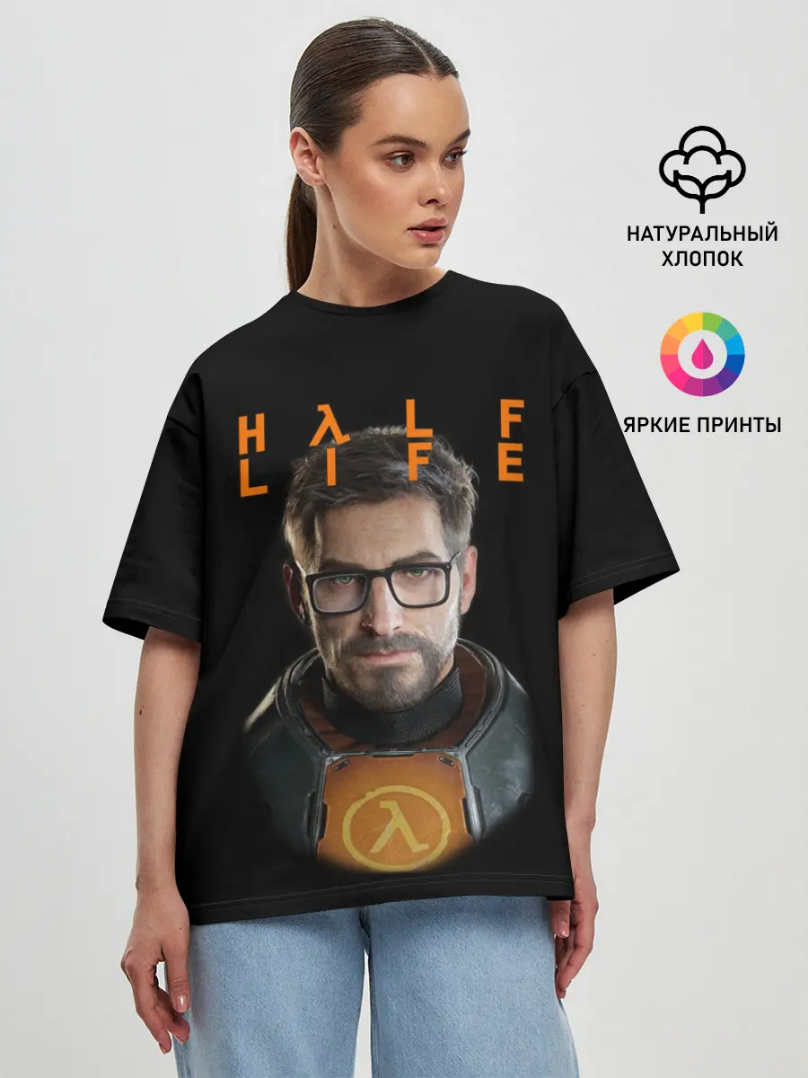 Женская футболка оверсайз / HALF-LIFE | FREEMAN | ФРИМАН