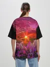 Женская футболка оверсайз / МАЛИНОВЫЙ ЗАКАТ
