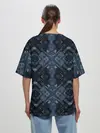 Женская футболка оверсайз / Темный синий абстрактный узор