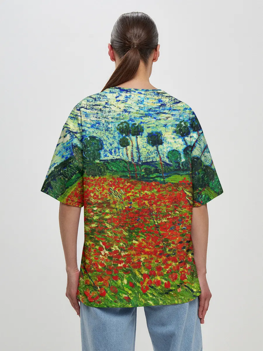 Женская футболка оверсайз / Поле с маками, Ван Гог