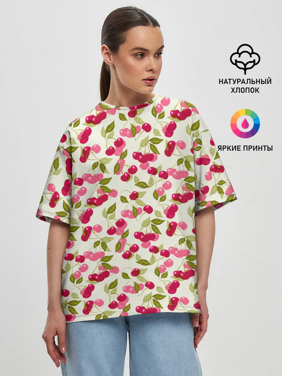 Женская футболка оверсайз / Спелая вишня