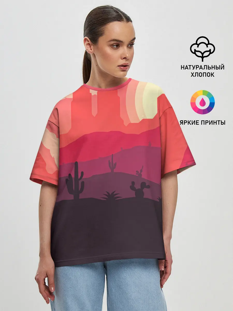 Женская футболка оверсайз / Пустыня