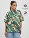 Женская футболка оверсайз / Тропический паттерн