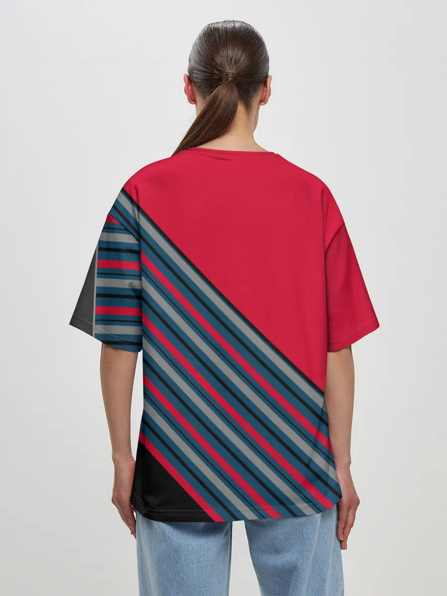 Женская футболка оверсайз / Абстрактный асимметричный