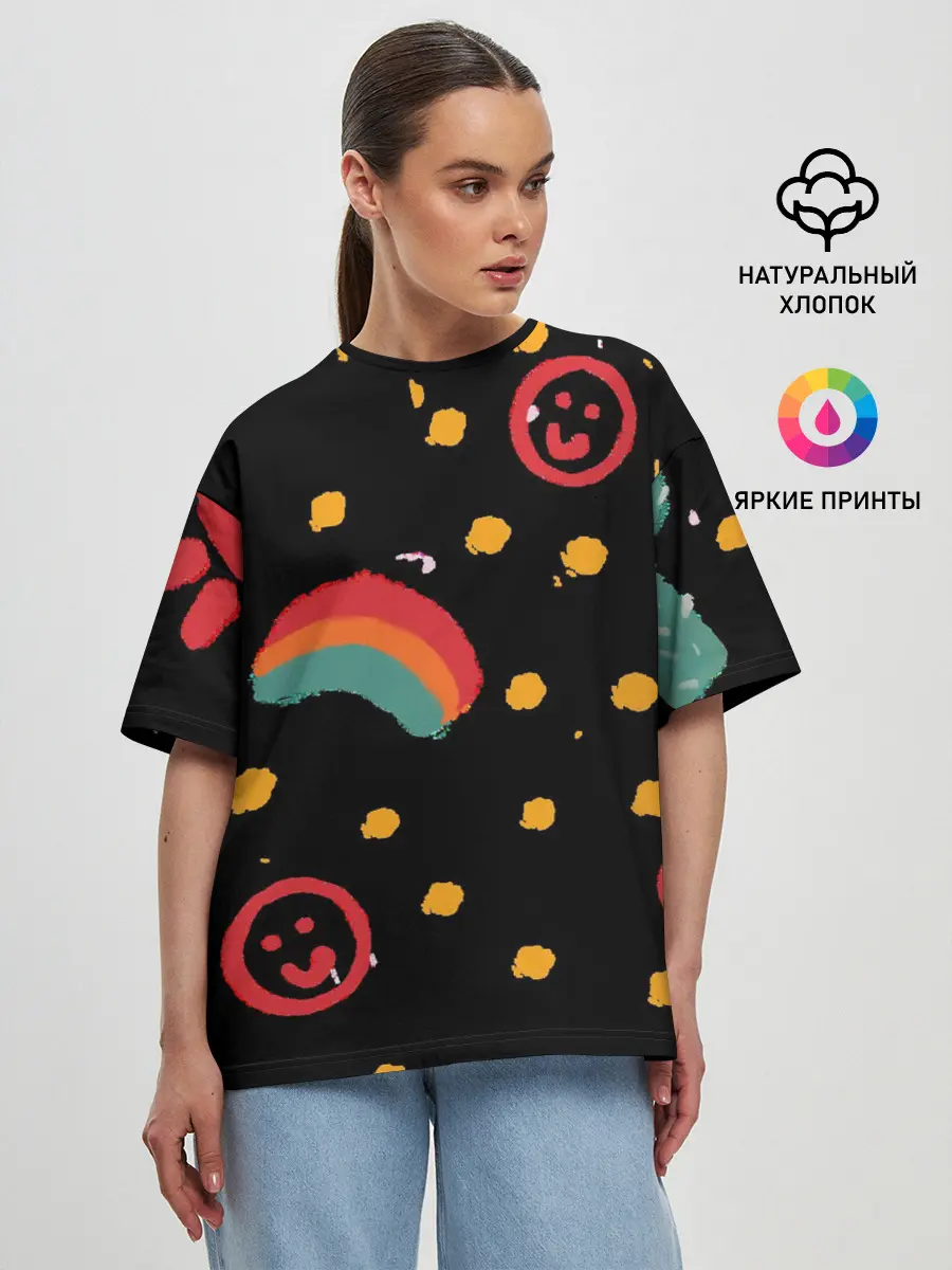 Женская футболка оверсайз / беззаботное детство