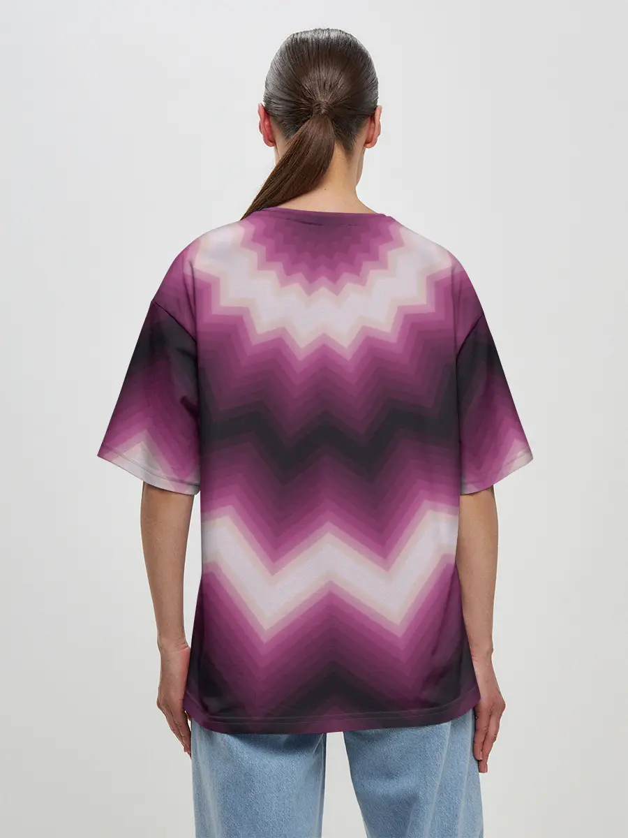 Женская футболка оверсайз / Черно-пурпурный калейдоскоп