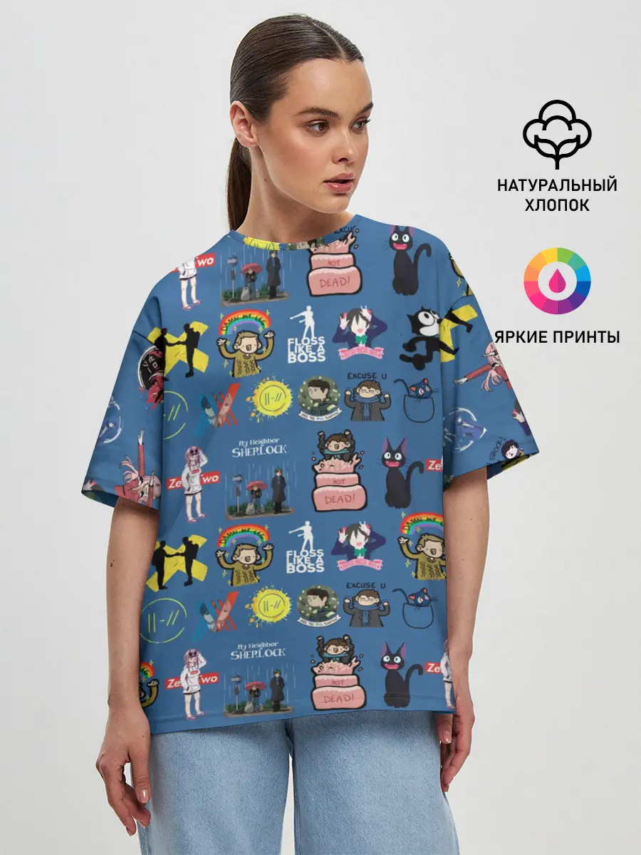 Женская футболка оверсайз / стикербомбинг new
