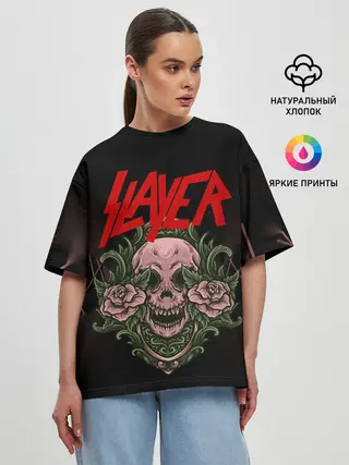 Женская футболка оверсайз / SLAYER | УБИЙЦА