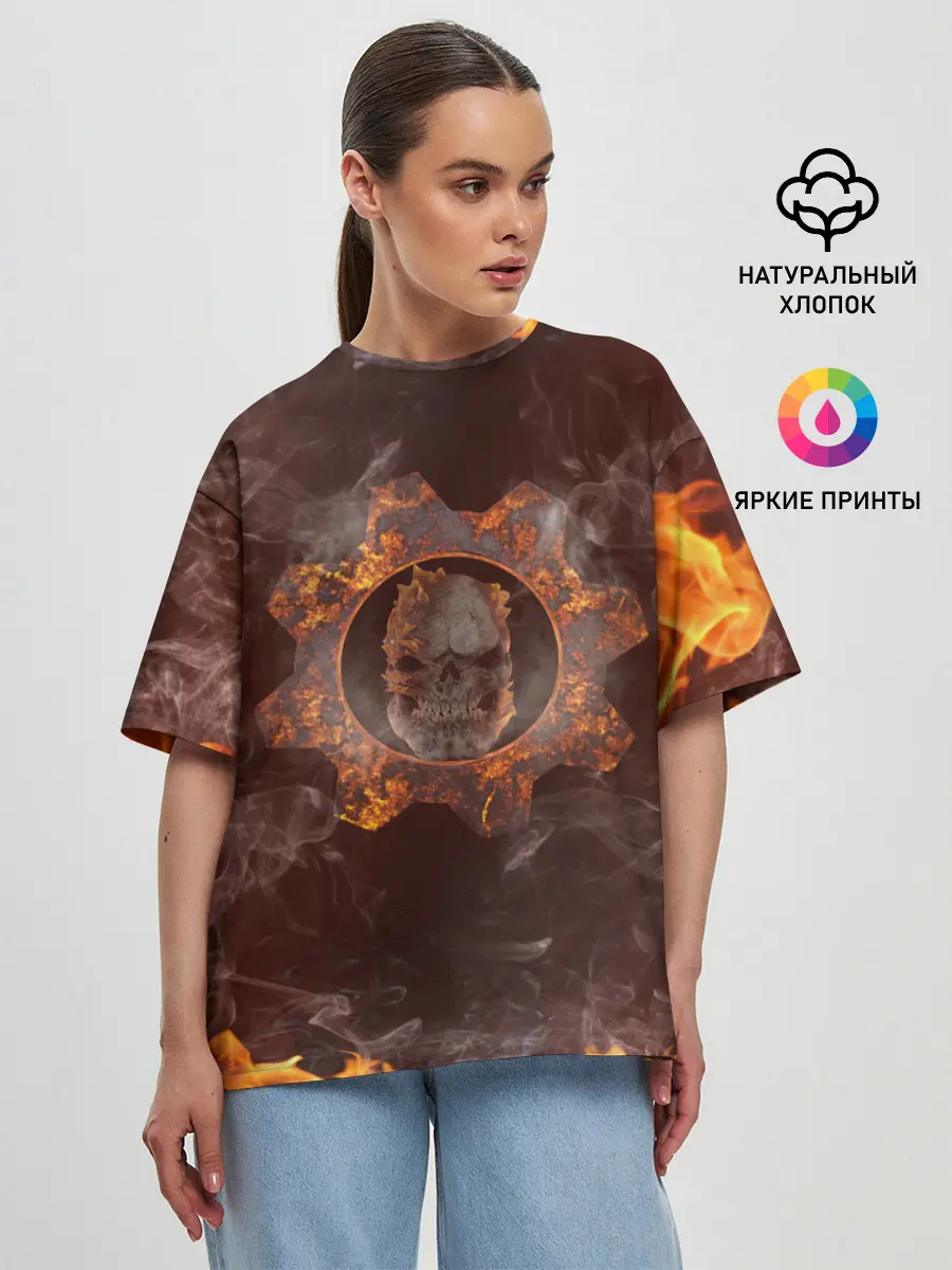 Женская футболка оверсайз / ШЕСТЕРНЯ | GEARS OF WAR