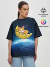 Женская футболка оверсайз / Лунный корги | Space Corgi