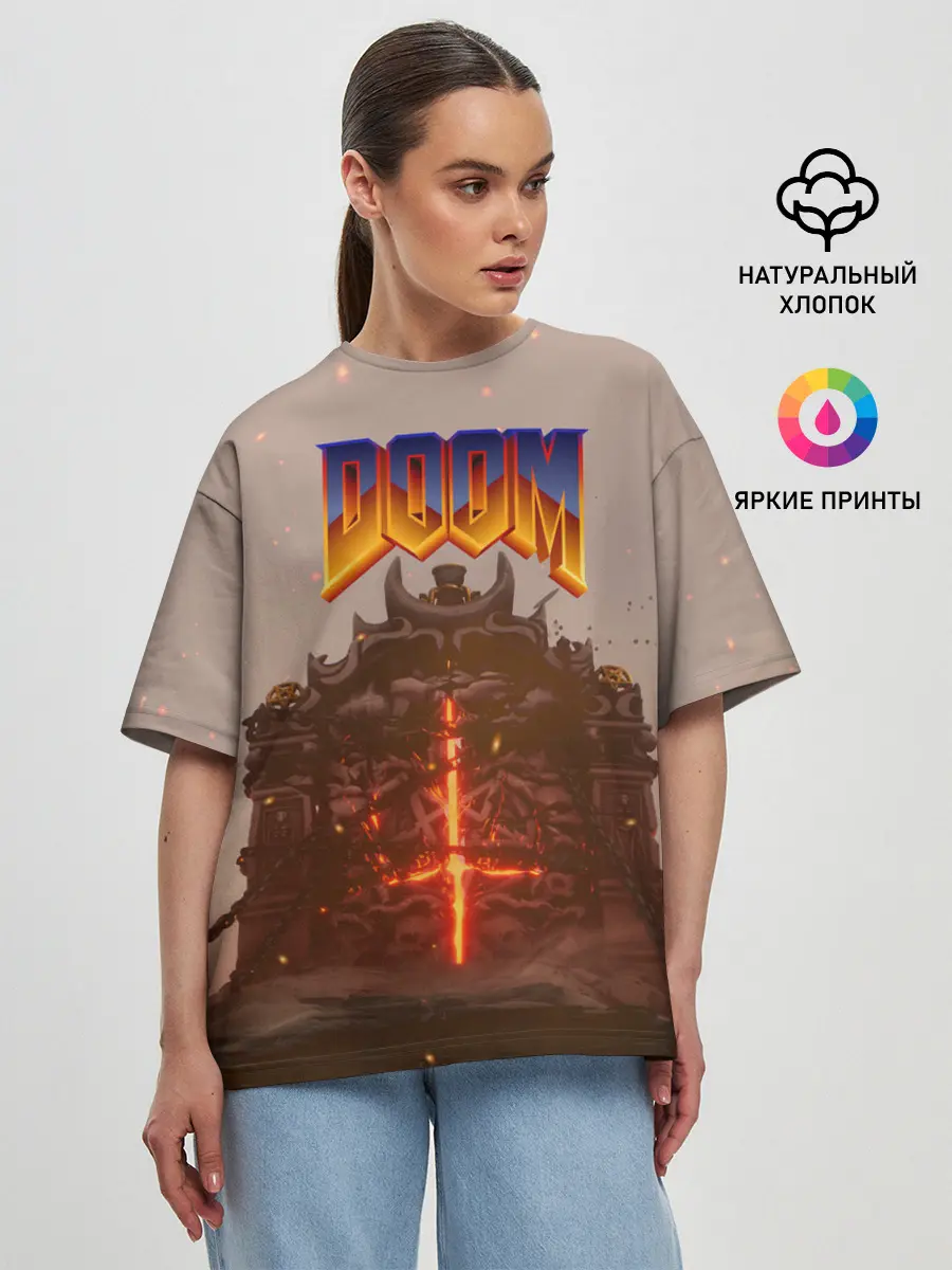 Женская футболка оверсайз / DOOM | ДУМ