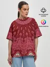 Женская футболка оверсайз / Красно-розовый калейдоскоп