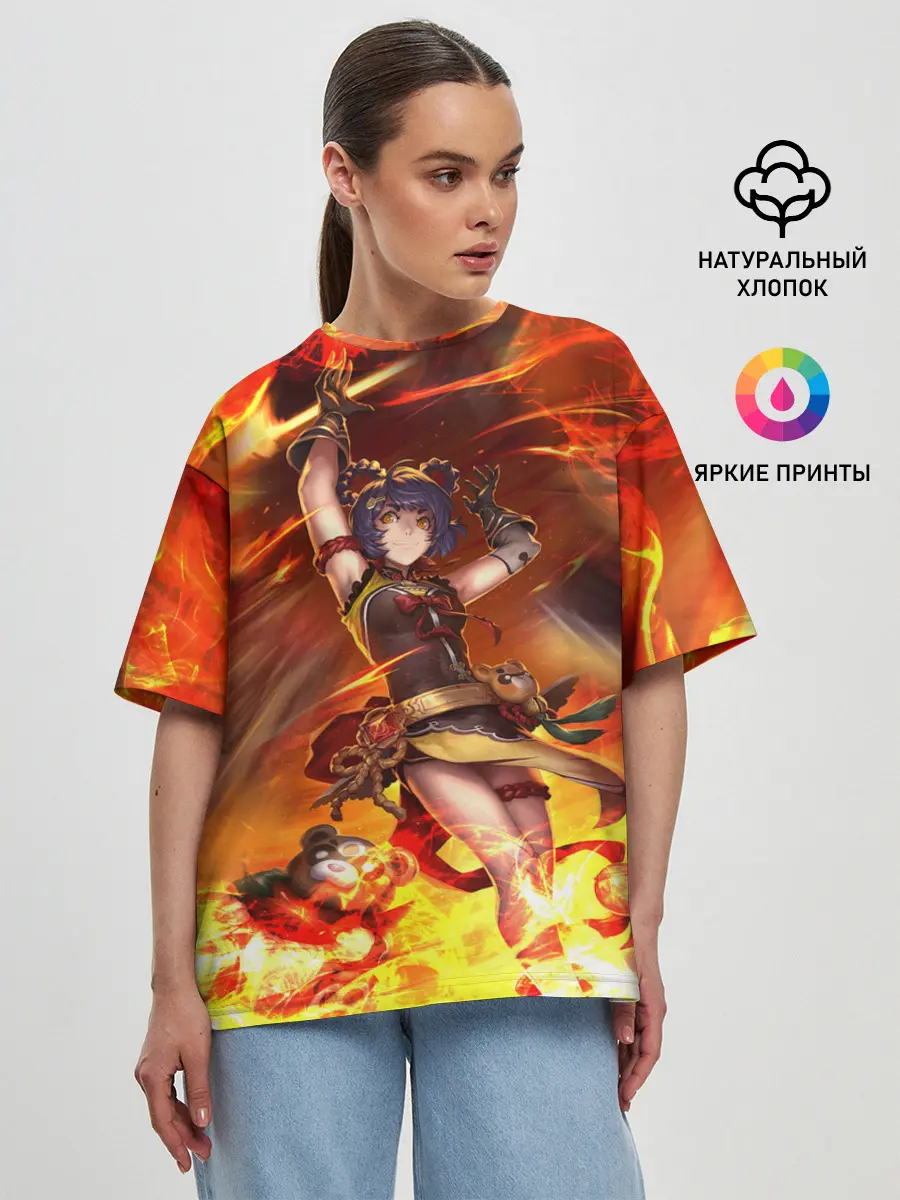 Женская футболка оверсайз / Сян Лин | Genshin Impact