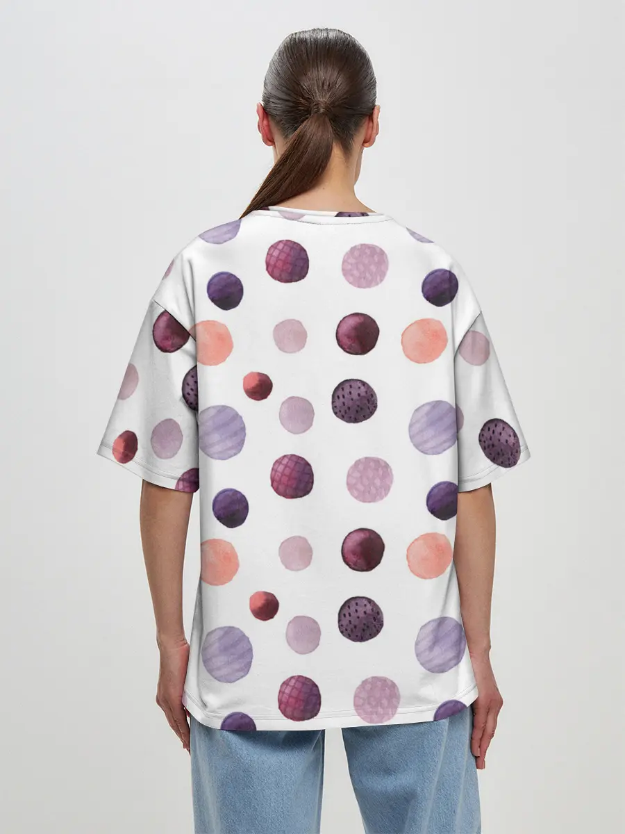 Женская футболка оверсайз / Акварельные сиреневые круги