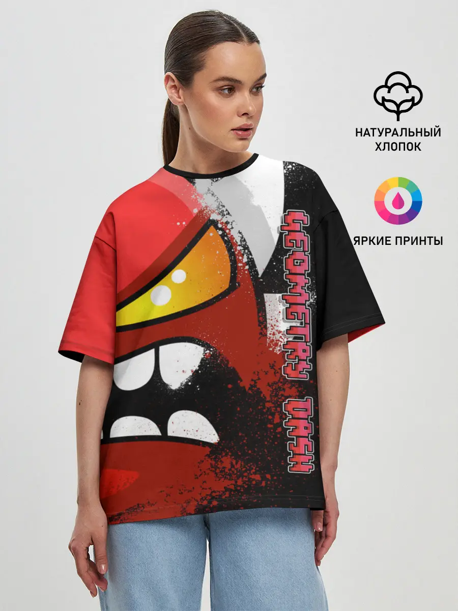 Женская футболка оверсайз / Geometry Dash