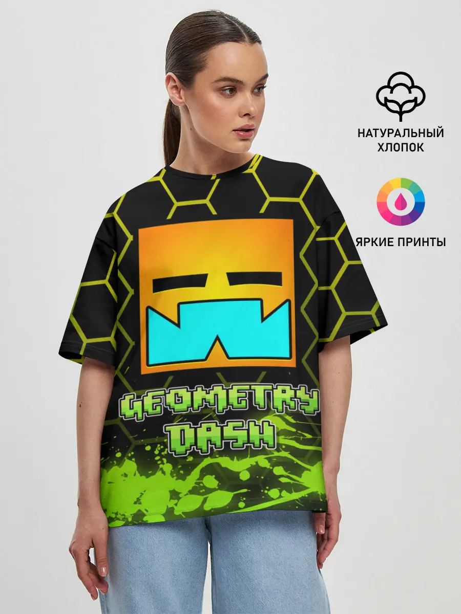 Женская футболка оверсайз / Geometry Dash