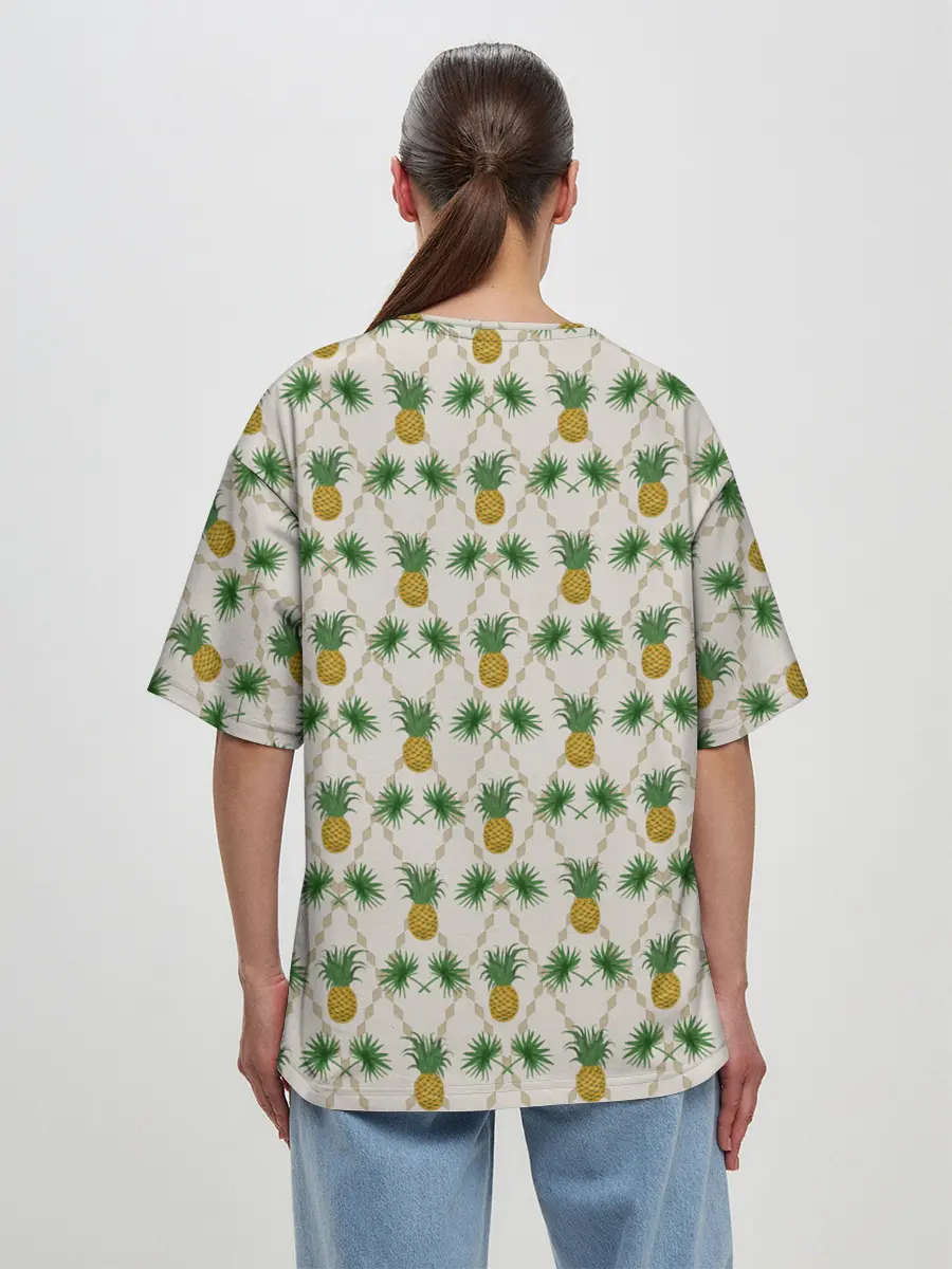Женская футболка оверсайз / Узор ретро Ананасы