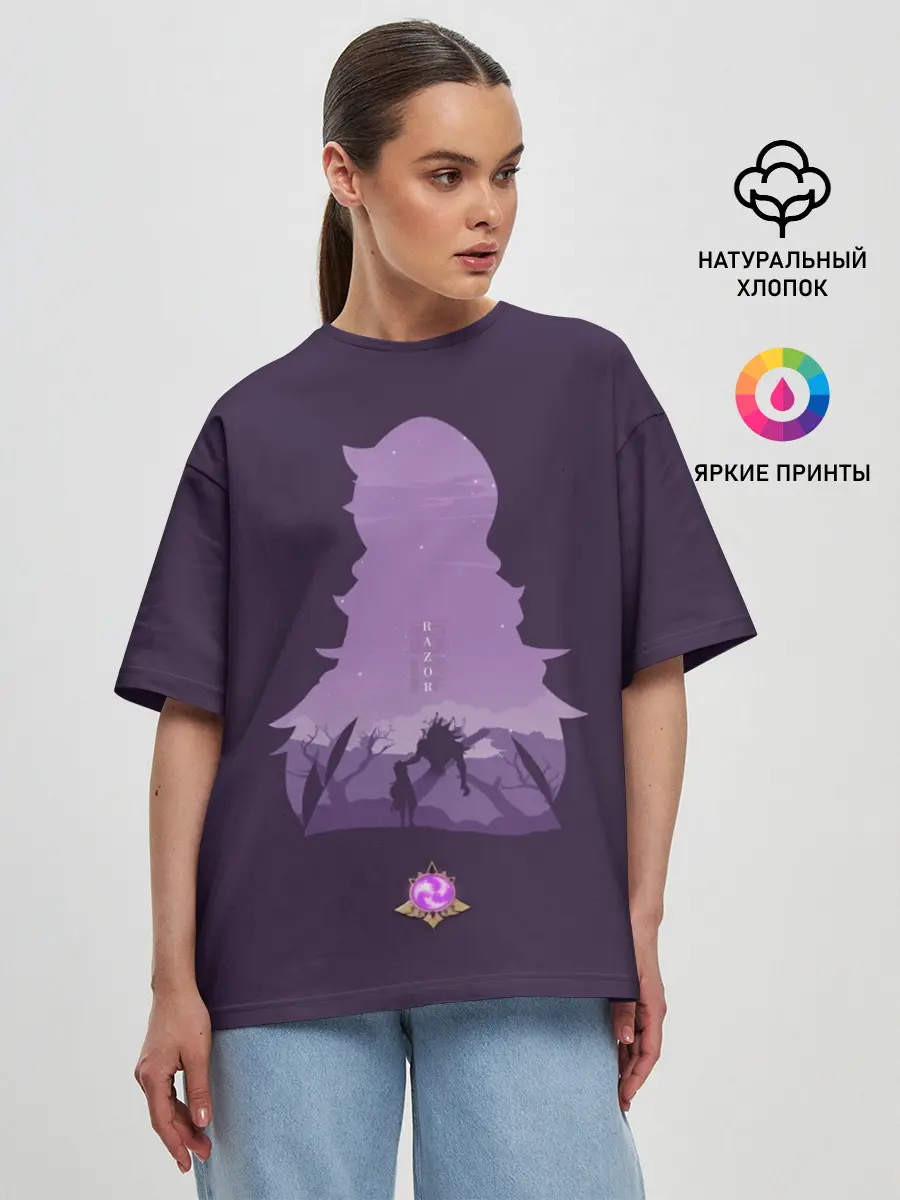 Женская футболка оверсайз / RAZOR | РЕЙЗОР | ГЕНШИН