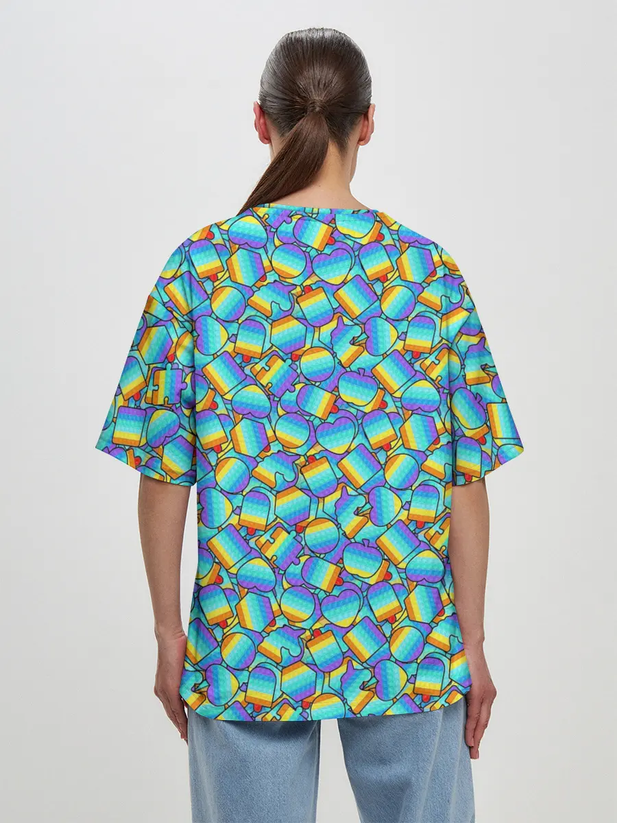 Женская футболка оверсайз / POP IT MIX | ПОП ИТ