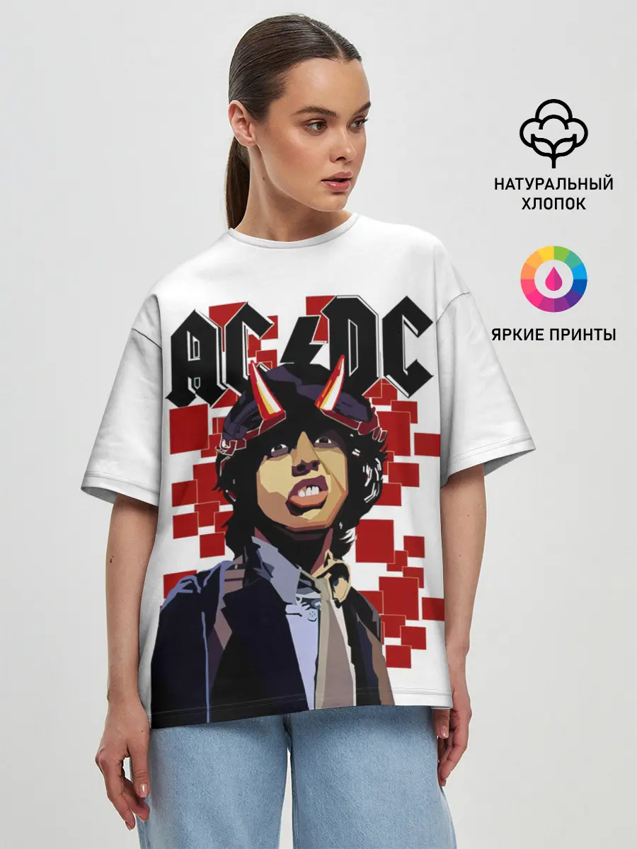 Женская футболка оверсайз / AC/DC Ангус Янг