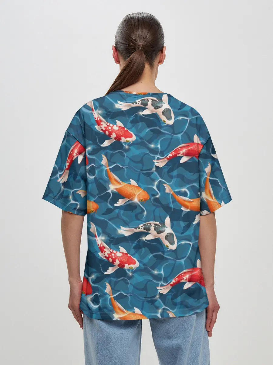 Женская футболка оверсайз / Японские карпы