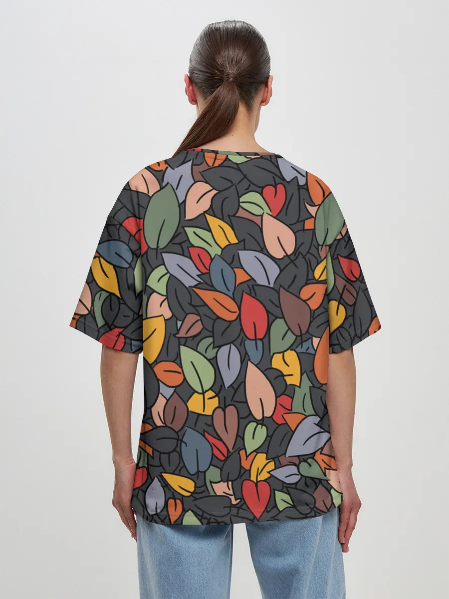 Женская футболка оверсайз / Рисованная Осень