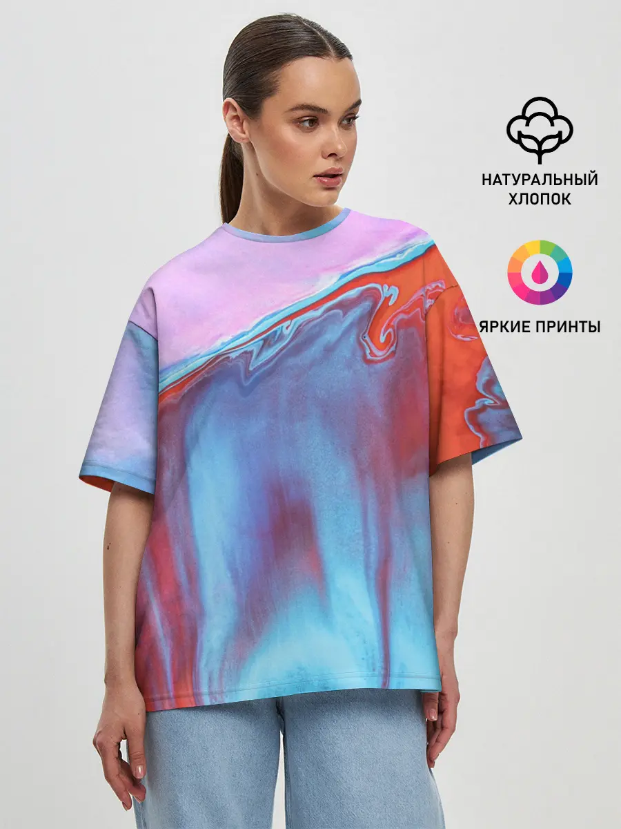 Женская футболка оверсайз / Вода и песок