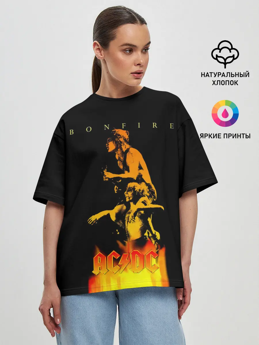 Женская футболка оверсайз / Bonfire AC/DC