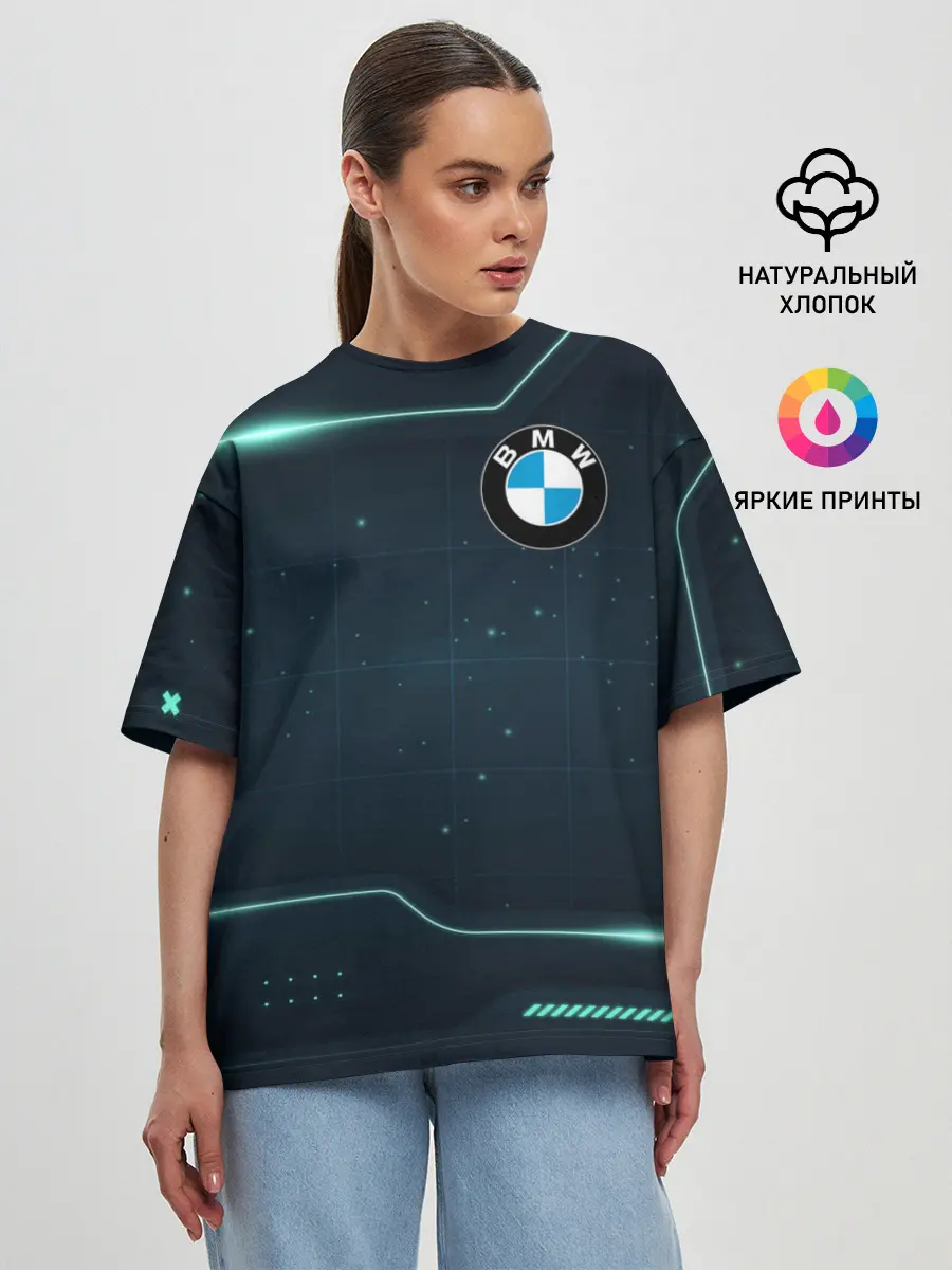Женская футболка оверсайз / BMW / БМВ