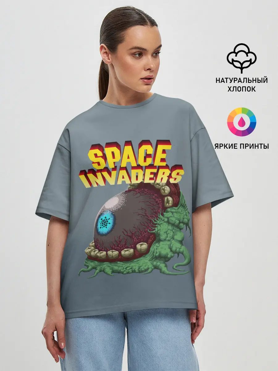 Женская футболка оверсайз / Boss | Space Invaders | Old game