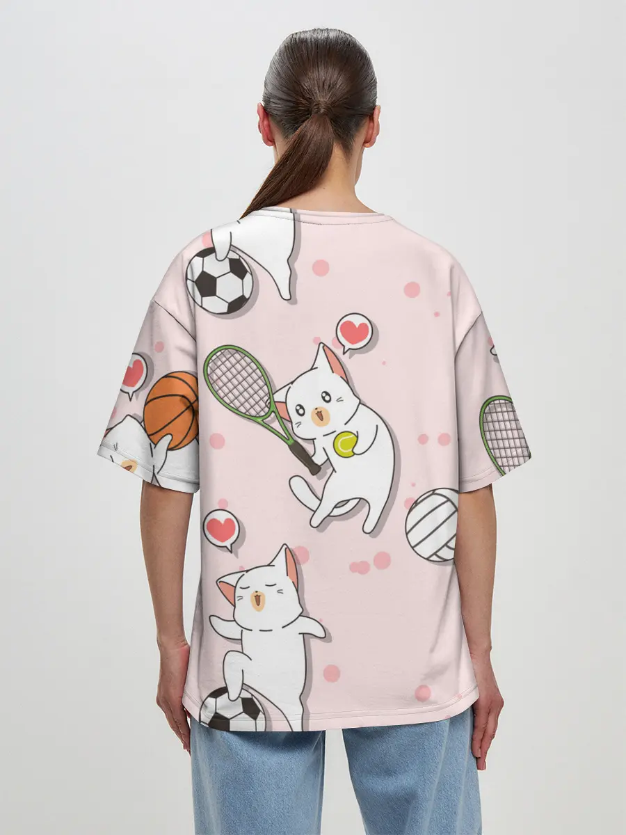 Женская футболка оверсайз / Спортивные котики | Мяу спорт