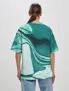 Женская футболка оверсайз / красочный зелёный развод