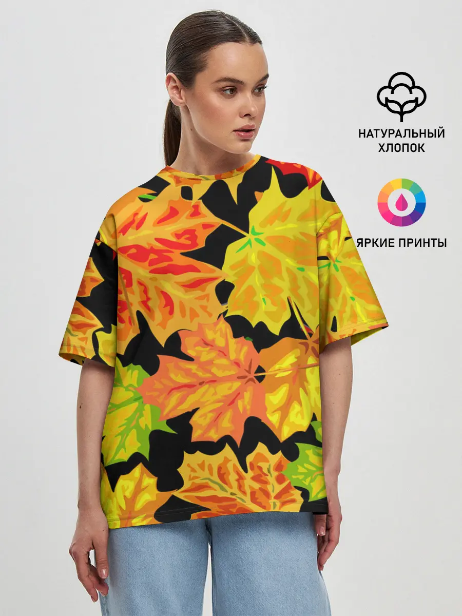 Женская футболка оверсайз / LEAF FALL / AUTUMN