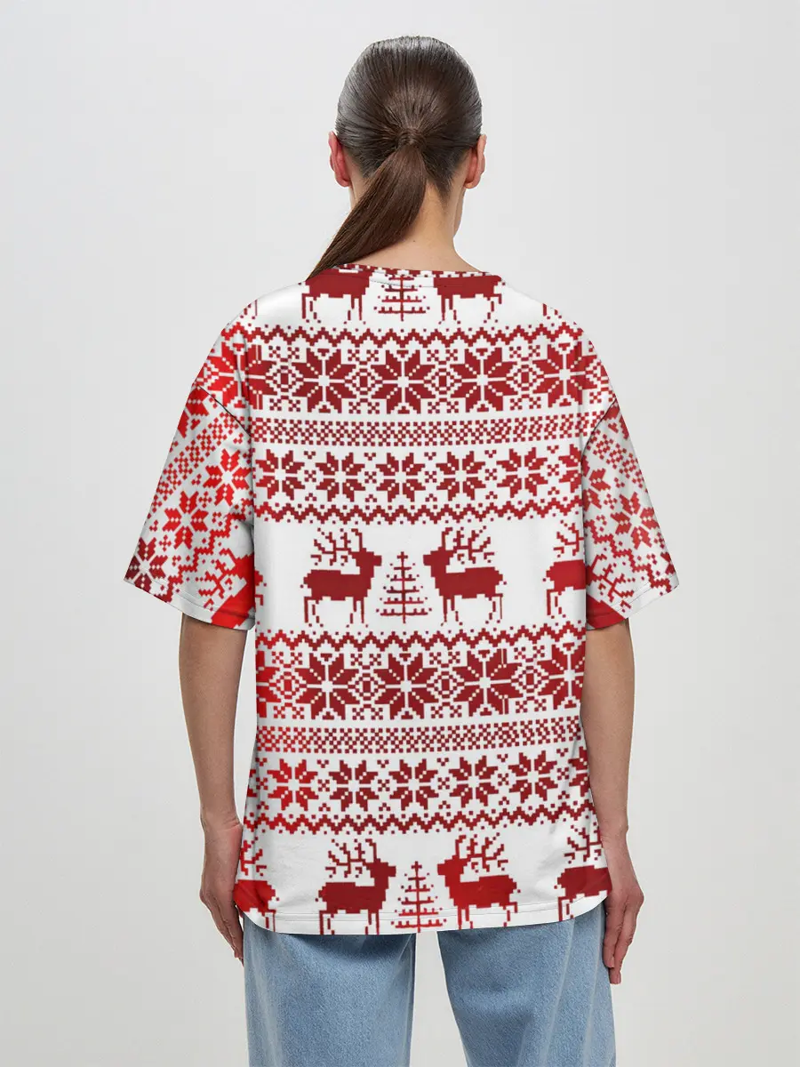 Женская футболка оверсайз / Зимний лес