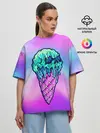 Женская футболка оверсайз / Мороженое | Ice Scream | Череп