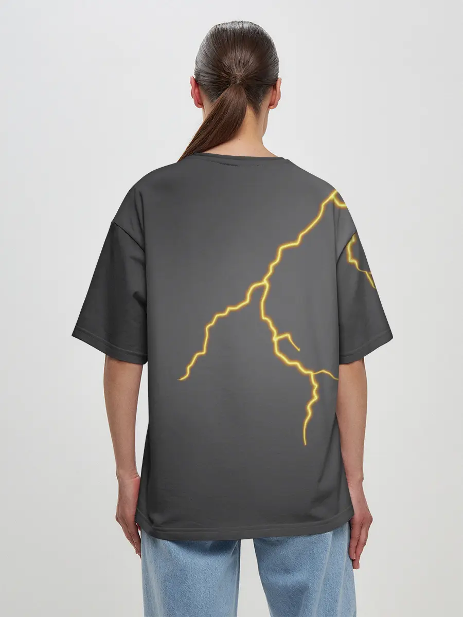 Женская футболка оверсайз / Яркая молния