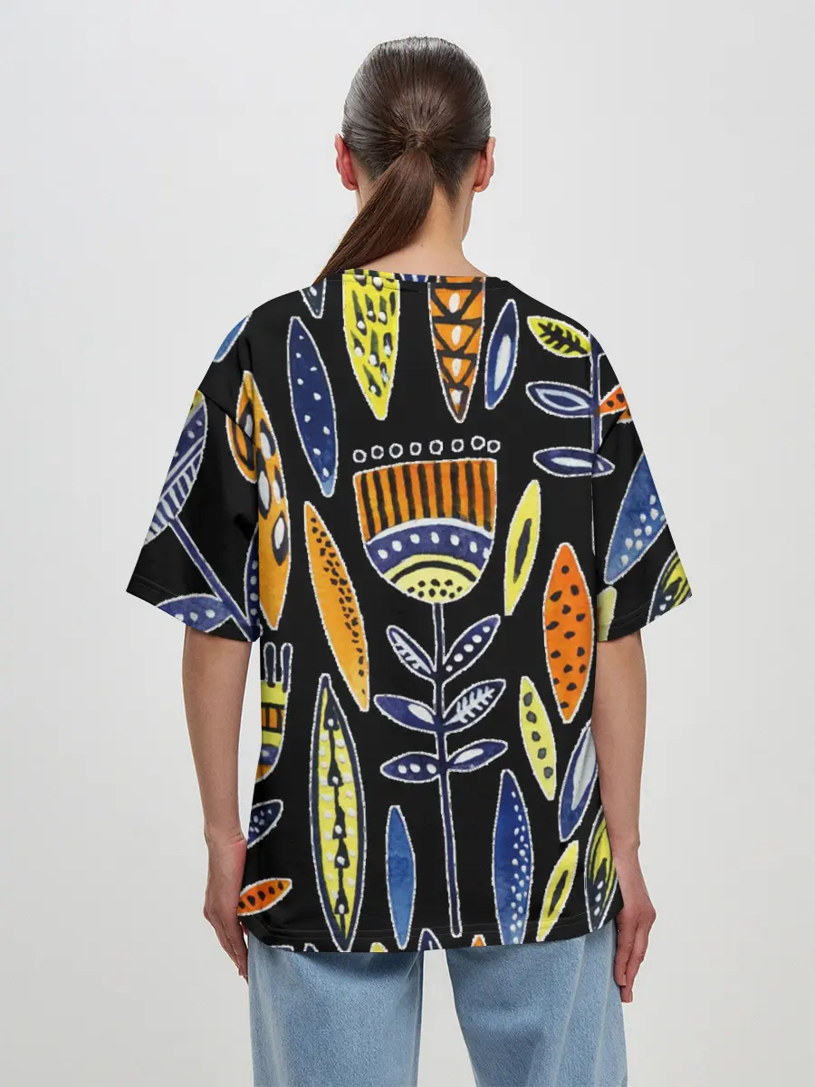 Женская футболка оверсайз / вечные цветы фараона