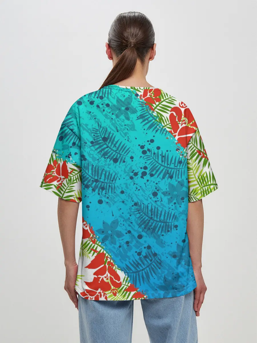 Женская футболка оверсайз / ЛЕТНИЕ КРАСКИ | ТРОПИКИ / SUMMER / МОРЕ